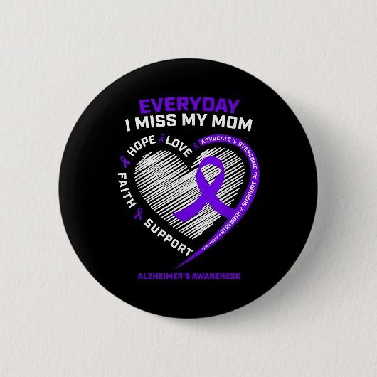 Paarse liefdevolle herinnering moeder mis mijn moe ronde button 5,7 cm (Voorkant)