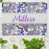 Paarse liefhebbers fav! Plezier bloeit. Gepersonal Theedoek (Gevouwen)