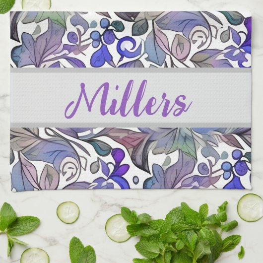 Paarse liefhebbers fav! Plezier bloeit. Gepersonal Theedoek (Gevouwen)