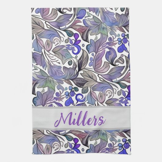 Paarse liefhebbers fav! Plezier bloeit. Gepersonal Theedoek (Verticaal)