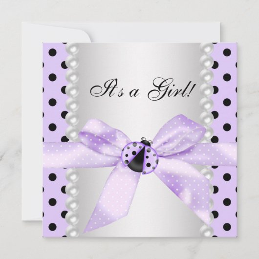Paarse Lieveheersbeestje Baby Shower Kaart (Voorkant)
