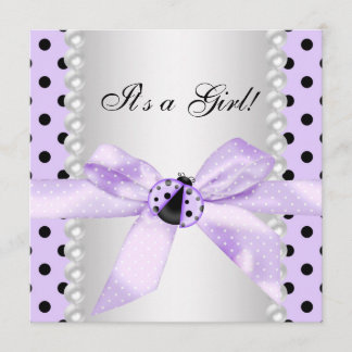 Paarse Lieveheersbeestje Baby Shower Kaart