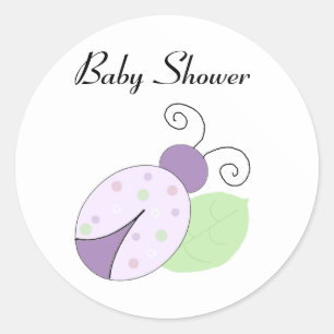 Paarse Lieveheersbeestje Baby Shower Ronde Sticker