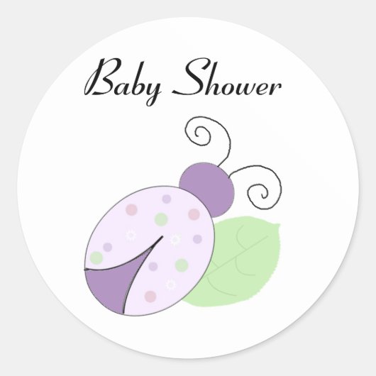 Paarse Lieveheersbeestje Baby Shower Ronde Sticker (Voorkant)