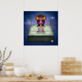 Paarse Lightning brunette luchadora worstelaar Poster (Keuken)