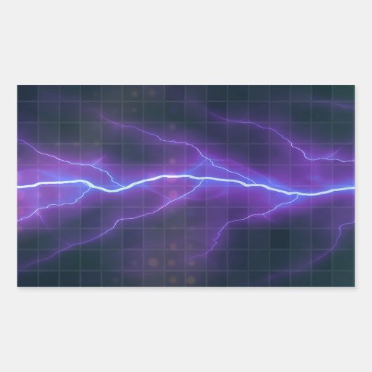 Paarse Lightning Electricity Achtergrond Rechthoekige Sticker (Voorkant)