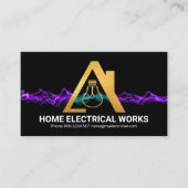 Paarse Lightning Gold Bulb Home Electrice Visitekaartje (Voorkant)