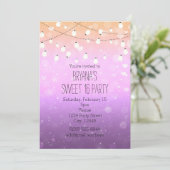 Paarse Lights Sparkle Sweet 16 Uitnodigingen voor (Staand voorkant)