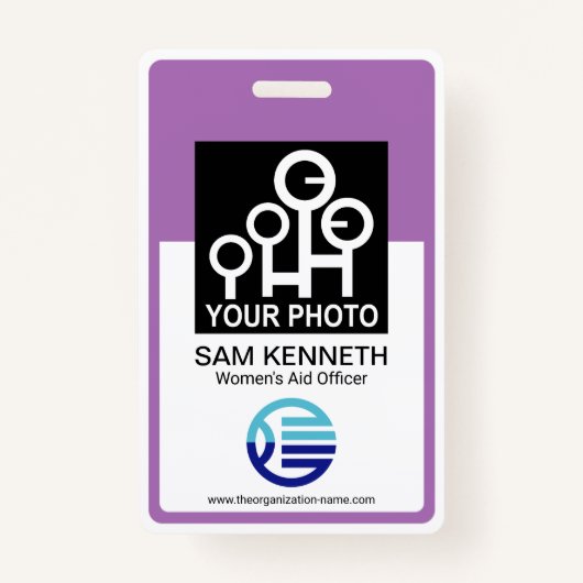 Paarse Lijst werknemer foto-ID Badge (Voorkant)
