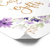 Paarse lijsten vlindervliegkaarten en geschenken poster (Hoek)