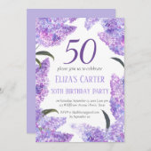 Paarse Lila 50e Verjaardag Wildflower Verjaardag Kaart (Voorkant / Achterkant)