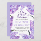 Paarse Lila 50ste Vijftig Botanische Verjaardag Kaart (Voorkant / Achterkant)