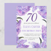 Paarse Lila 70e bloemige elegante verjaardag Kaart (Voorkant / Achterkant)