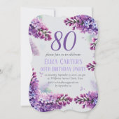 Paarse Lila 80e bloemige elegante verjaardag Kaart (Voorkant)