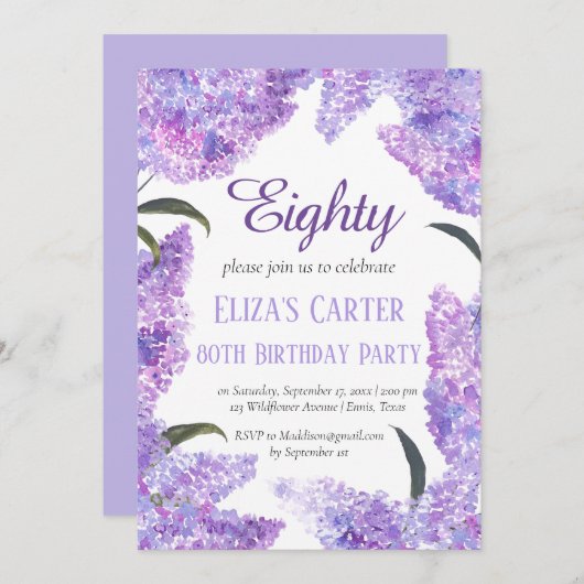 Paarse Lila 80ste zeventig bloemige elegante verja Kaart (Voorkant / Achterkant)