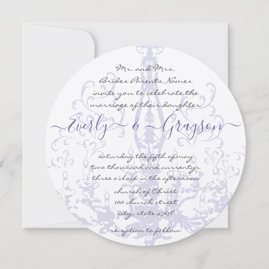 Paarse Lila  Antiek handelaarster Wedding Kaart (Voorkant)