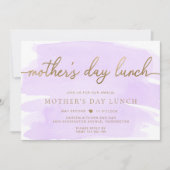 Paarse Lila aquarel gouden Moederdag lunch Kaart (Voorkant)