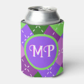 Paarse Lila Argyle Paarse en Groene Gepersonalisee Blikjeskoeler (Blikje Voorkant)