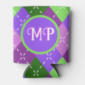 Paarse Lila Argyle Paarse en Groene Gepersonalisee Blikjeskoeler (Voorkant)