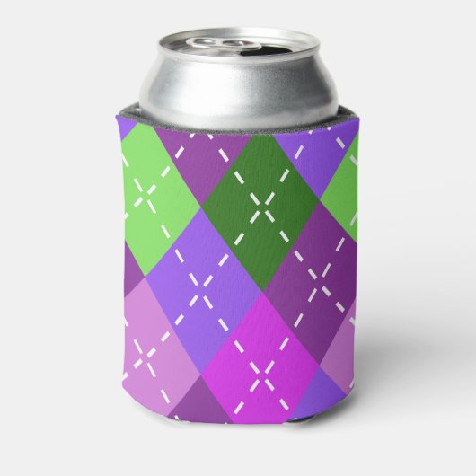 Paarse Lila Argyle Paarse en Groene Gepersonalisee Blikjeskoeler (Blikje Achterkant)