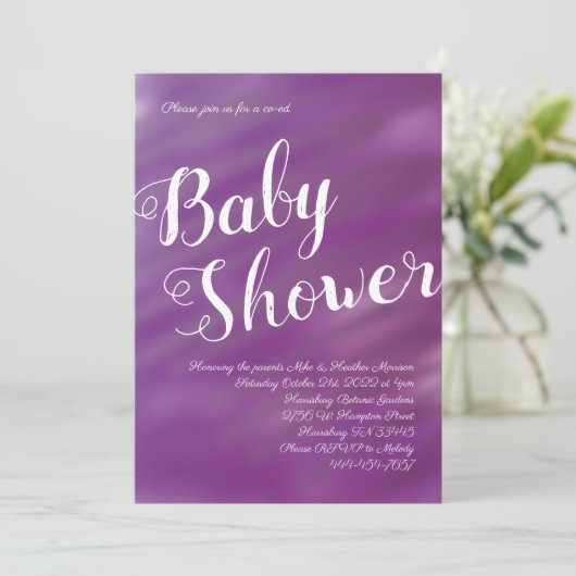 Paarse & Lila Baby shower Co-Ed Genderneutraal Kaart (Staand voorkant)