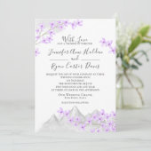 Paarse Lila berg bruiloft Kaart (Staand voorkant)