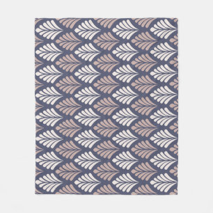 Paarse Lila Bladbladeren Veer Art-Deco Patroon Fleece Deken