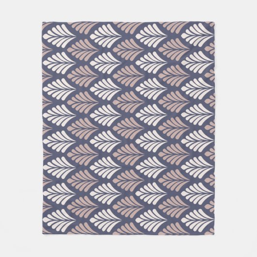 Paarse Lila Bladbladeren Veer Art-Deco Patroon Fleece Deken (Voorkant)
