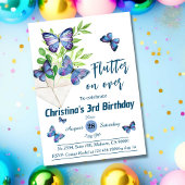 Paarse lila & blauwe vlinder thema 3e verjaardag kaart