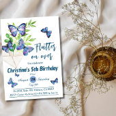 Paarse lila & blauwe vlinder thema 5e verjaardag kaart