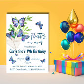 Paarse lila & blauwe vlinder thema 9e verjaardag kaart