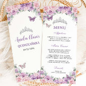 Paarse Lila Bleke Roze Bloemen Quinceañera XV Menu