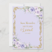  Paarse Lila Bloemen 100ste Verjaardag Geliefd Kaart (Achterkant)