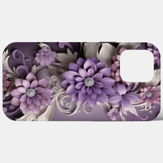 Paarse Lila bloemen 3D Case-Mate iPhone Case (Achterkant (horizontaal))