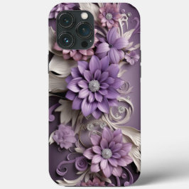 Paarse Lila bloemen 3D Case-Mate iPhone Case