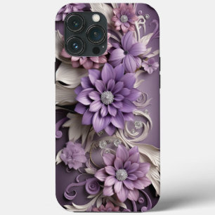 Paarse Lila bloemen 3D Case-Mate iPhone Case