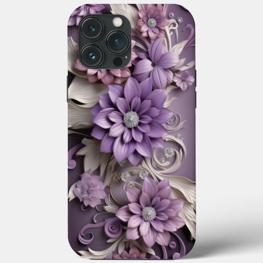 Paarse Lila bloemen 3D Case-Mate iPhone Case (Achterkant)