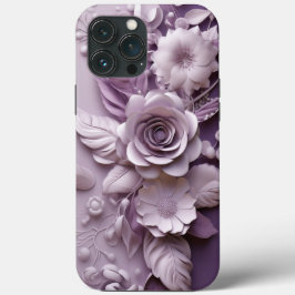 Paarse Lila bloemen 3D Case-Mate iPhone Case