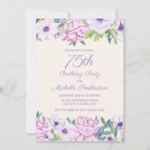 Paarse Lila bloemen 75e verjaardag Kaart (Voorkant)