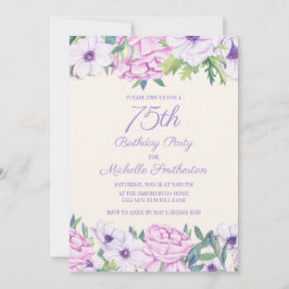 Paarse Lila bloemen 75e verjaardag Kaart