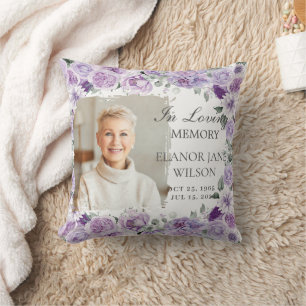 Paarse Lila Bloemen Afbeelding Begrafenis Keepsake Kussen