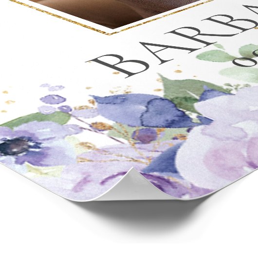 Paarse Lila Bloemen Afbeelding Foto Begrafenismonu Poster (Hoek)