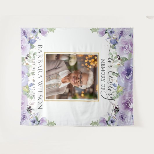 Paarse Lila Bloemen Afbeelding Foto Begrafenismonu Wandkleed (Voorkant (horizontaal))