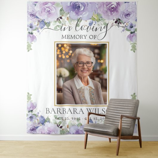 Paarse Lila Bloemen Afbeelding Foto Begrafenismonu Wandkleed (In situ)