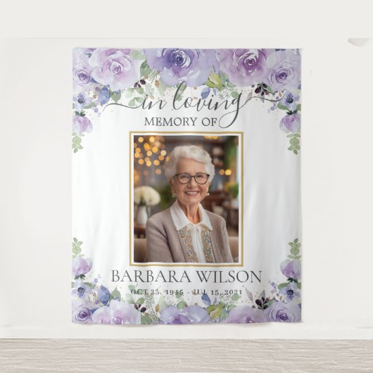 Paarse Lila Bloemen Afbeelding Foto Begrafenismonu Wandkleed (Voorkant)