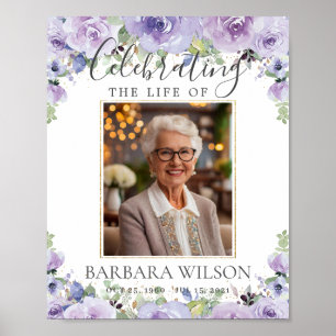 Paarse Lila Bloemen Afbeelding Fotobegrafenis Digi Poster