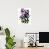 Paarse Lila Bloemen Art Print Poster (Thuiskantoor)