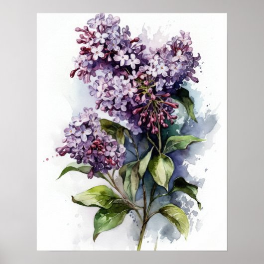 Paarse Lila Bloemen Art Print Poster (Voorkant)