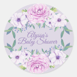 Paarse Lila bloemen Baby shower Sticker