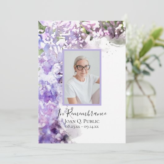 Paarse Lila Bloemen Begrafenisdienst Programmakaart (Staand voorkant)
